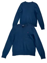 POLO RALPH LAUREN ポロラルフローレン ラムウール Vネック ニット ネイビー M