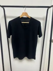 黒色 Vネック 半袖 Tシャツ 795