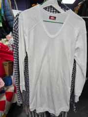 白 Vネック 起毛 長袖 インナー L