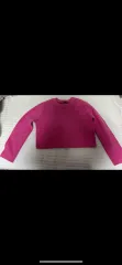 (試着1回) ザラ zara ホットピンク 살짝 クロップド しっかり素材 リブ ニット XS