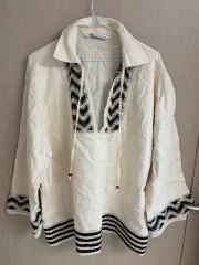 ザラ 白 シャツ ジャケット エスニック パータン