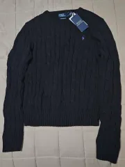 POLO RALPH LAUREN ポロラルフローレン W ケーブル ニット コットン クルーネック セーター ブラック L