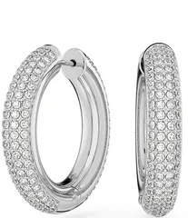 スワロフスキー レディース アクセサリー ピアス・イヤリング Swarovski Dextera Crystal Pave Hoop Earrings Silver シルバー
