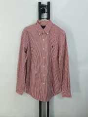 ポロ ラルフローレン シャツ ポプリン ストライプ 長袖 シャツ レッド 新モデル タブ s