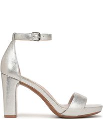 Naturalizer 女士鞋履涼鞋踝帶皮革 Naturalizer Joy 皮革方頭踝帶連衣裙涼鞋銀色沙色