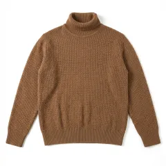 [D-4] ブラウン 凹凸編み タートルネックニット