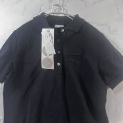 新品 ラコステ ポロシャツ わに 刺繍 半袖 M 黒 ブラック LACOSTE レディース B2185