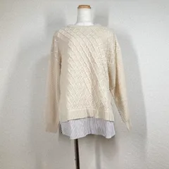 美品 スタディオクリップ 裾シャツ ドッキングニット F アイボリー 完売品 レイヤード風 ゆったり 体型カバー studio CLIP 良好