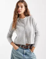 マンゴ レディース アウター カーディガン Tシャツ ニット Mango Teen knit cardigan Gray グレーのサムネイル