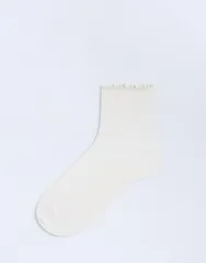 トップショップ レディース アンダーウェア 靴下 リブ Topshop ribbed frill socks in buttermilk Buttermilkのサムネイル