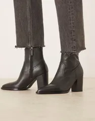 マンゴ レディース シューズ ブーツ・レインブーツ アンクル ブーツ ヒール Mango heeled cowboy ankle boots Black ブラック