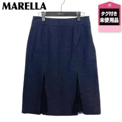 タグ付き未使用品 MARELLA 膝丈 スカート 40 ネイビー 裾スリットのサムネイル