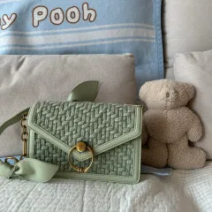 チャールズアンドキース ミント ツイードバッグ