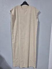 ベージュ ノースリーブ ニット ロング ONE PIECE 66 77