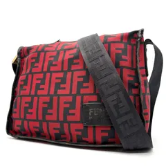 FENDI フェンディ ズッカ ショルダーバッグ メッセンジャーバッグ キャンバス レザー レッド ブラック 赤 黒 総柄 FFロゴ 肩掛け 斜め掛け 7VA220 メンズ レディース ユニセックス カジュアル ストリート ヴィンテージ ビンテージ