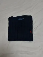 ポロラルフローレン ケーブルニット コットン セーター ブルー XL