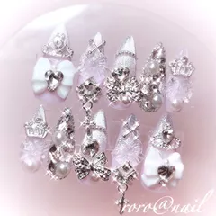 現品 ネイルチップ 量産型 韓国 ちゅるん ワンホン フレンチガーリー マグネット チャームネイル