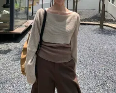 新品) バイカラーニット 2COLOR ニットTシャツ / ウールニットトップス & ニットTシャツ セット