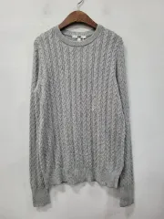 新品) UNIQLO ユニクロ グレー ケーブル編み ニット L
