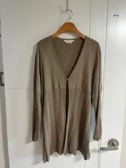 (日本 ヴィンテージ) ニット カーディガン ロング レーヨン100