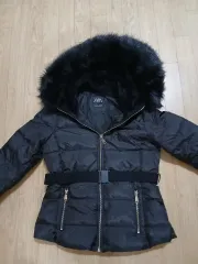 ZARA ブラック ファー フード ベルト付き ダウン