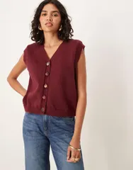 エイソス レディース トップス タンクトップ ニット ASOS DESIGN fluffy knitank top with resin beads in deep Fig レッドのサムネイル