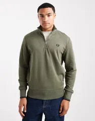 フレッドペリー メンズ アウター パーカー・スウェット ハーフジップ スウェット シャツ Fred Perry half zip sweatshirt Khaki カーキ