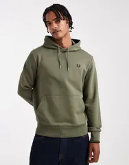 フレッドペリー メンズ アウター パーカー・スウェット ロゴ パーカー Fred Perry tipped logo hoodie Khaki カーキ