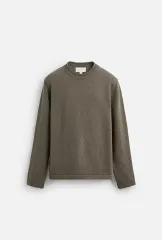 (新品) ZARA ザラ ロールアップ麻締め切り セーター カーキ L