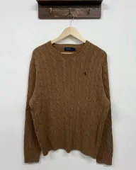 L ポロ ラルフローレン ベージュ ケーブル コットン ニット セーター