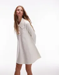 アンドアザーストーリーズ レディース トップス ワンピース A ライン ミニワンピース ミニ Other Stories Aline mini dress with crochet edge collar in cream CREAM クリーム