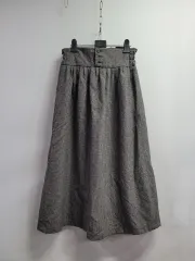 66 77)スモールチェック柄 ロング スカート