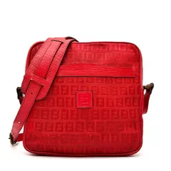 FENDI フェンディ ズッカ ショルダーバッグ キャンバス レザー レッド 赤 FFロゴ 総柄 2層式 W収納 斜めがけ 肩掛け ヴィンテージ アンティーク レトロ 希少 レア オールド 80s 90s カジュアル デート お出かけ レディース ウィメンズ