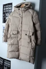 (F) 빈 ダウン アウター ジャケット キッズ ベージュ ダックダウン Long ロング -16E44