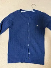 ネイビー ケーブル編み ニット カーディガン