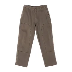 ザラ ダブルニー スタッズ デザインテープ コットン デニム パンツ ブラウン