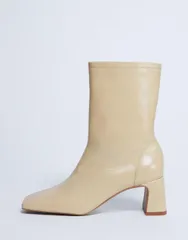 トップショップ レディース シューズ ブーツ・レインブーツ レザー ヒール Topshop Sara Premium leather square toe flared heel boots in bのサムネイル