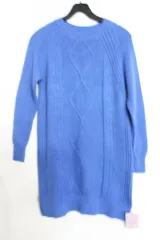 267 ブルー ケーブル ニット ONE PIECE / ニット ロング丈