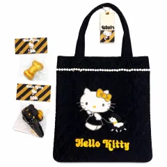 tbh HELLO KITTY ブラック GOLD ツアーベルベット キルティング トートバッグ エコバッグ