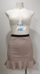 フリルマーメイドミニスカート ベージュ 밴딩 s