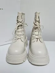 起毛裏地レースアップブーツ アイボリー 235