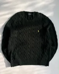 L ポロラルフローレン 緑 ケーブル ニット セーター