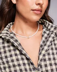 アルド レディース アクセサリー ネックレス・チョーカー・ペンダントトップ レース ALDO faux pearl necklace with M initial tone GOLD ゴールド