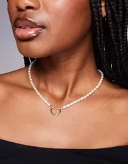 アルド レディース アクセサリー ネックレス・チョーカー・ペンダントトップ レース ALDO Rachellee pearl and heart charm necklace Ice パールのサムネイル