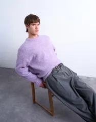 トップマン メンズ アウター ニット・セーター セーター ニット Topman loose knit crew sweater PURPLE パープルのサムネイル