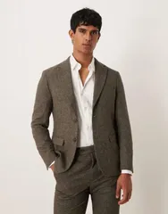 セレクティッド メンズ アウター ジャケット・ブルゾン ウール ブレザー Selected Reed brushed wool blend blazer Brownie structure ブラウン