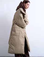 トップショップ レディース アウター コート スタンドネック ジャケット Topshop funnel neck longline belted puffer jacket in stone STONのサムネイル