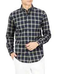 新品 [ラコステ] シャツ [公式] ダブルジャガード チェックボタンダウンシャツ メンズ ネイビー 39