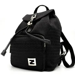 美品 FENDI フェンディ ズッカ ミニリュック バックパック キャンバス レザー ブラック 黒 シルバー金具 FFロゴ 巾着型 ヴィンテージ オールド コンパクト 鞄 デイパック 軽量 レディース ウィメンズ ギフト 贈り物のサムネイル