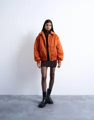 トップショップ レディース アウター ジャケット・ブルゾン ナイロン ジャケット Topshop nylon bomber jacket in rustラスト